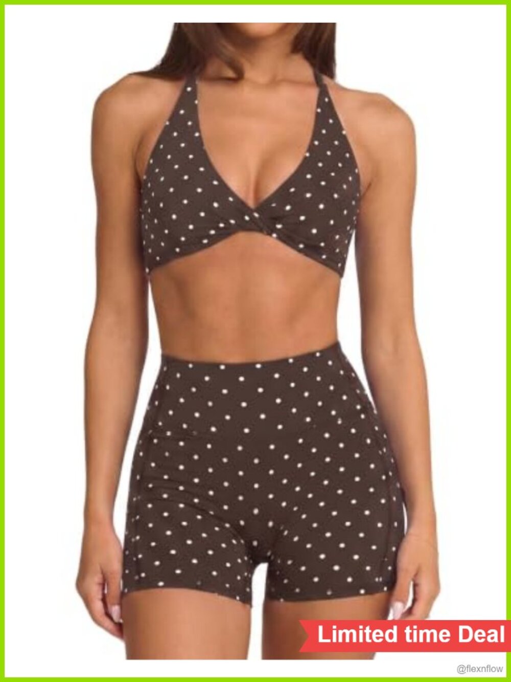 Women's 2 Piece Workout Set Twist V Neck Sports Bra & Biker Shorts
